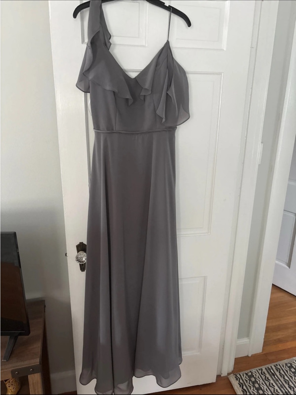 Christina Wu Grey  Ruffle Gown